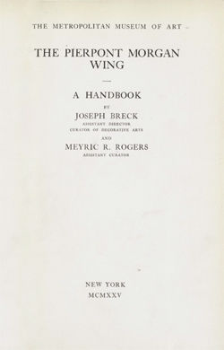 Handbook of the Pierpont Morgan Wing 