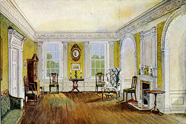 An illustration of the Petersburg Room from the 1925 publication The Homes of Our Ancestors, by R. T. H. Halsey and Elizabeth Towe