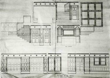 Elevations of the Metcalfe House Stair Hall by McKim, Mead and White, 1882. Buffalo and Erie County Historical Society