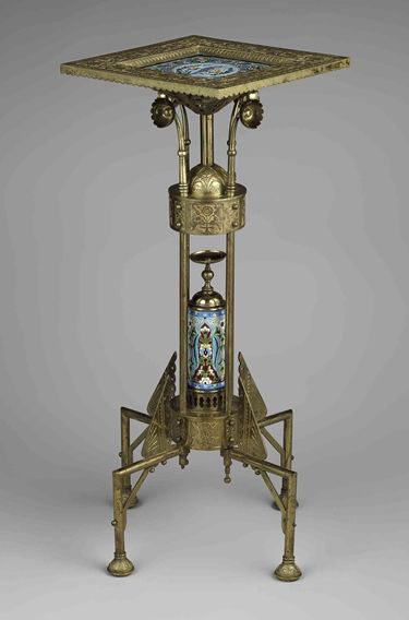 Photograph of a brass card stand produced in the late nineteenth century
