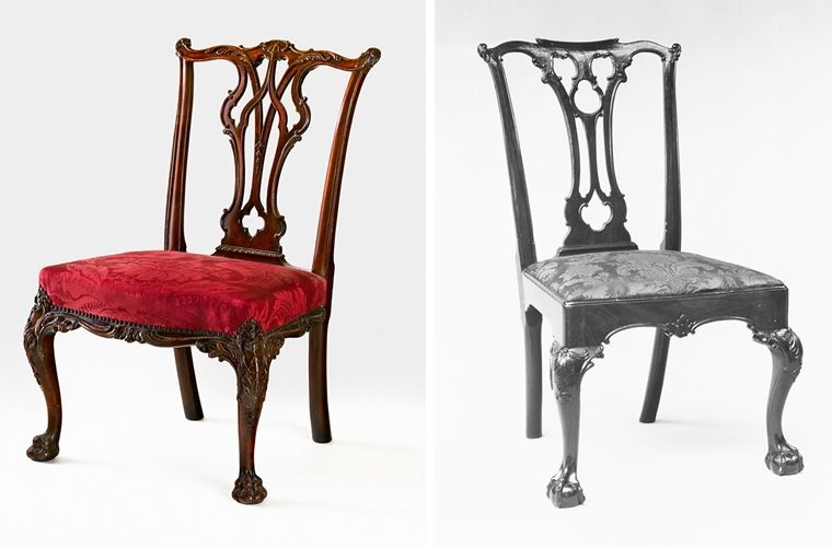 Composite image of two side chairs from the Powel Room