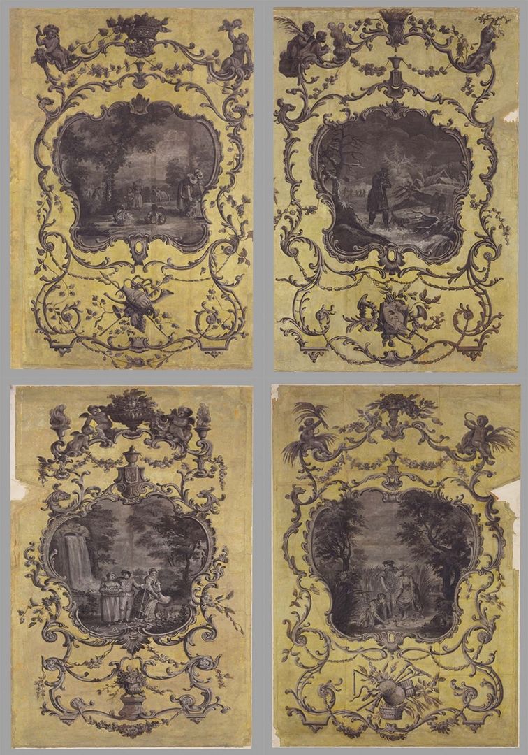 Four panels of wallpaper depicting the four seasons of the year.