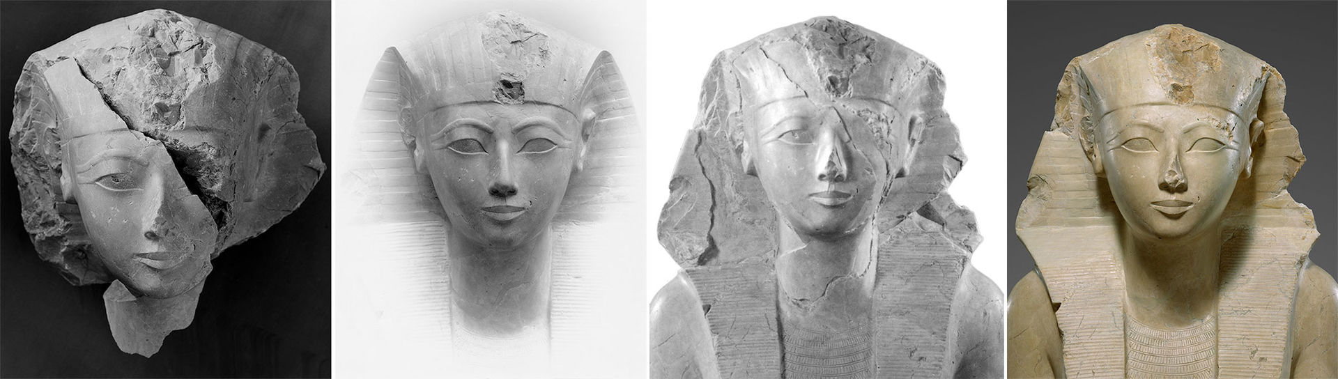 Head of Hatshepsut at four points in time