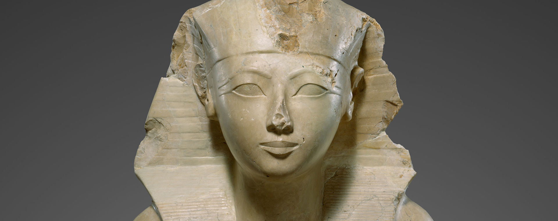 Frontal view of the head of Hatshepsut