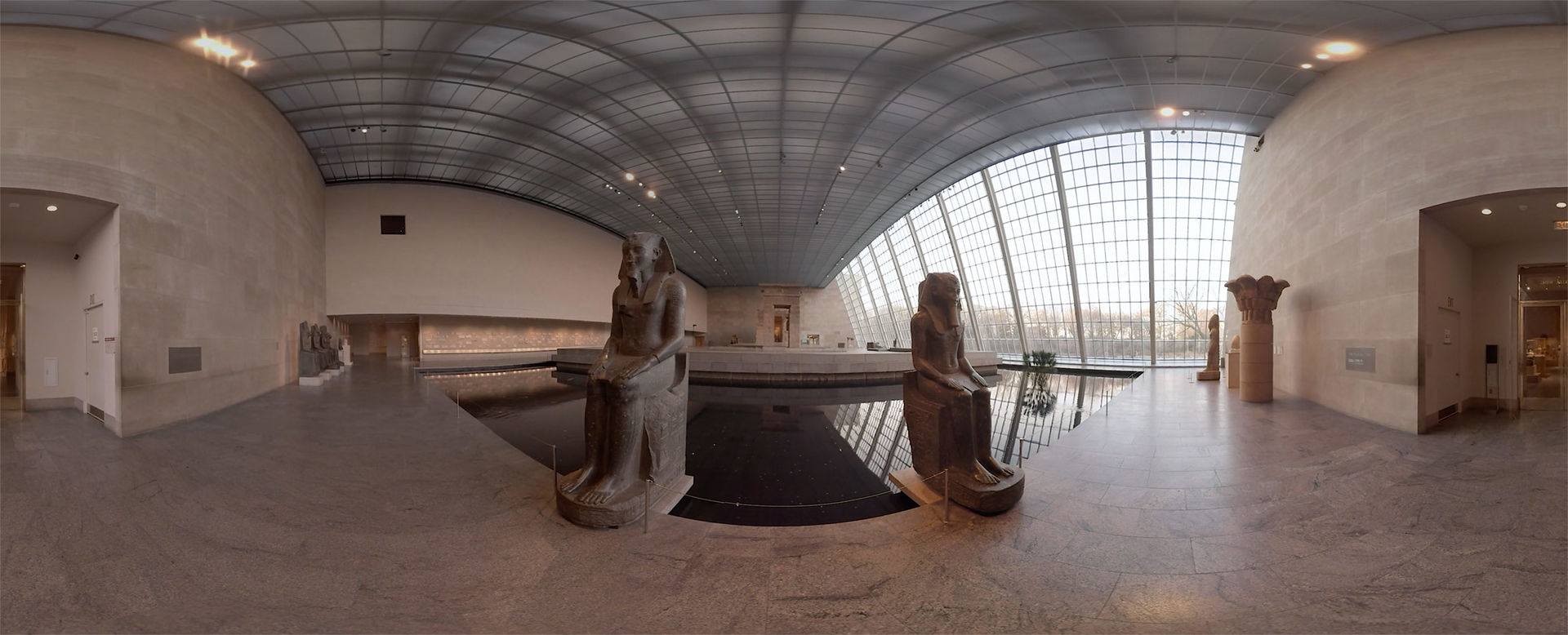 A 3D panorama view of the Temple of Dendur in the Sackler Wing at The Met