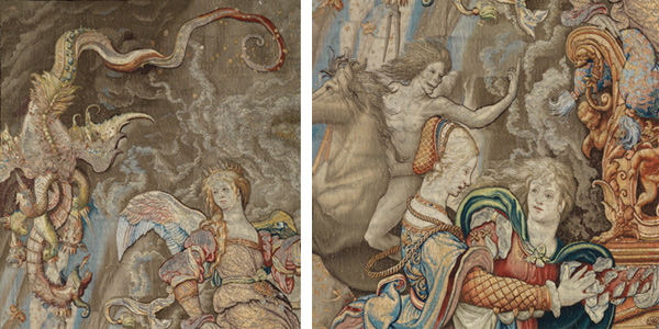 Details showing the seven-headed dragon of the apocalypse and death