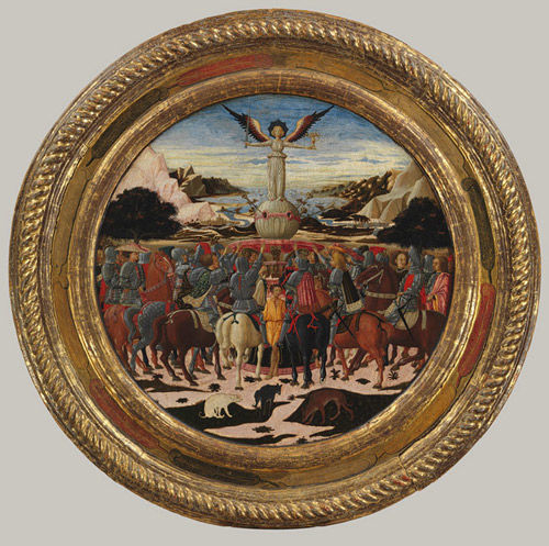 Childbirth Tray (<i>Desco da Parto</i>) with The Triumph of Fame (recto) and Medici and Tornabuoni Arms and Devices (verso)