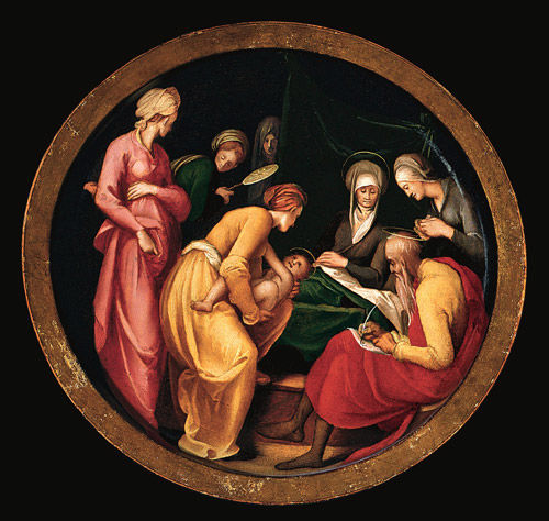 Childbirth Bowl (<i>Tafferia da Parto</i>) with The Naming of John the Baptist (interior) and Della Casa and Tornaquinci Arms (exterior)