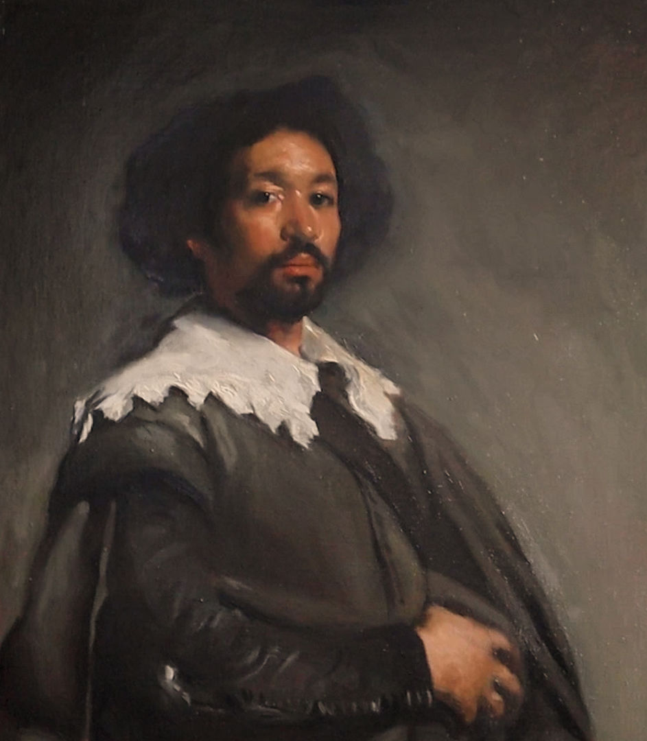Copy of Velázquez's Juan de Pareja painted by copyist and contemporary artist Jas Knight