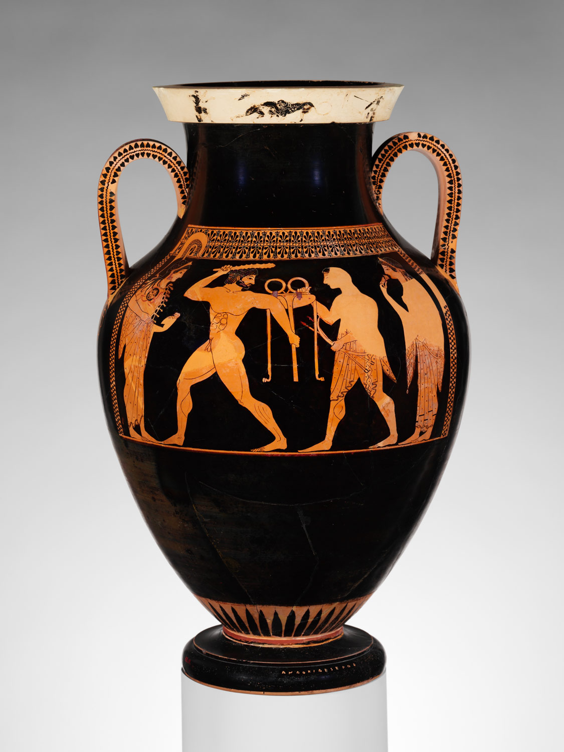 Terracotta amphora (jar) | Signed by Andokides as potter, attributed to