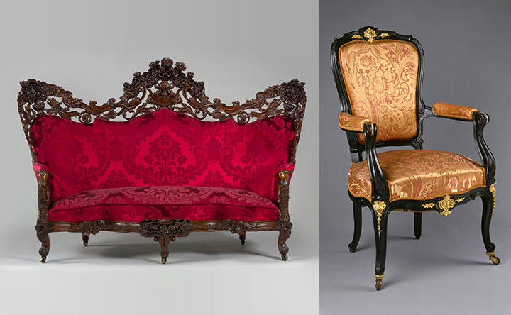 Composite image of two pieces of American Revival furniture
