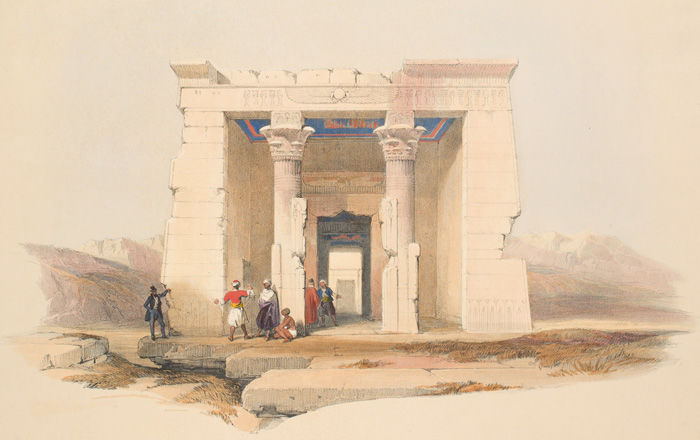 Nineteenth-century watercolor of a small Egyptian temple