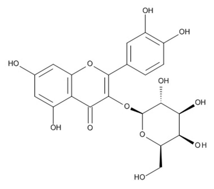 Chemical structure of hyperoside, flavonoid in Cuscuta.