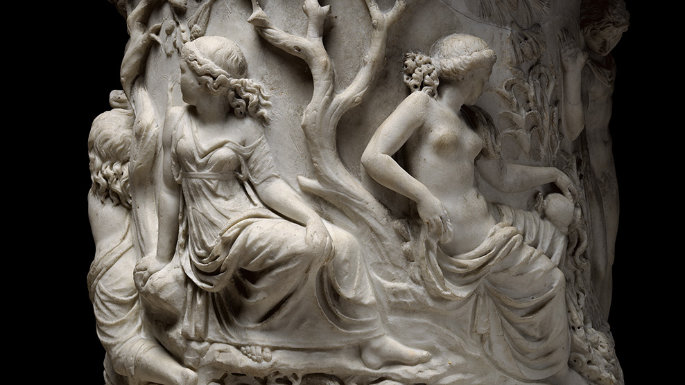 A nymph (left) watches the abduction of Hylas