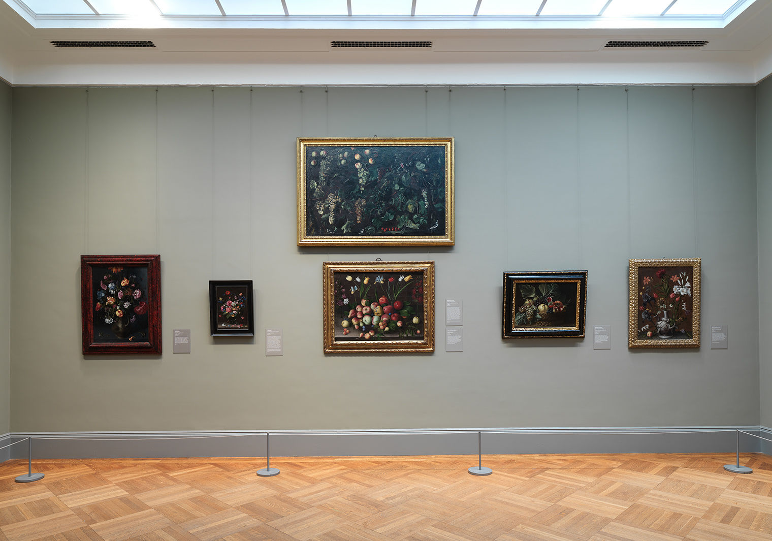 Image of six still life paintings in The Met's European Paintings galleries depicting flowers and fruit. 