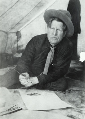 M.O. Hammond (Canadian, 1876-1934). Russell Painting an Incident of the Buffalo Roundup, May 26, 1909