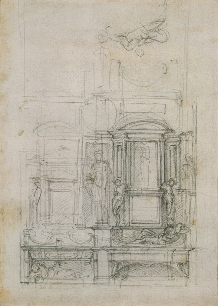 'Study for a double tomb (recto and verso)' by Michelangelo