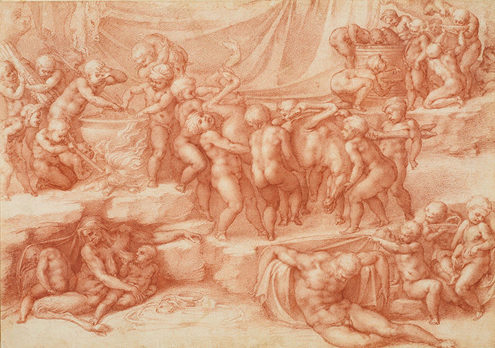 'A Bacchanal of Children' by Michelangelo, depicting groups of children in various acts of revelry