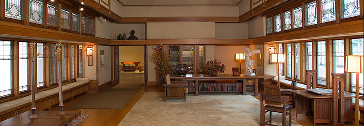 An installation view of the Frank Loyd Wright Room