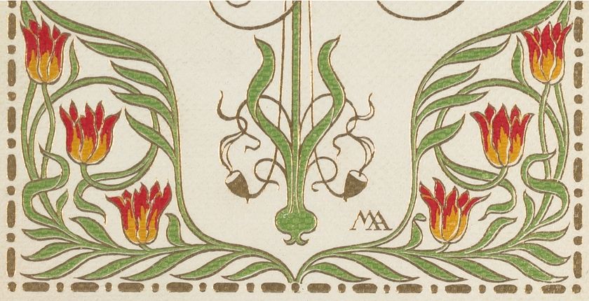 Pair-C1900 French Art Nouveau Floral Lace Design Lithographs With  Documentation