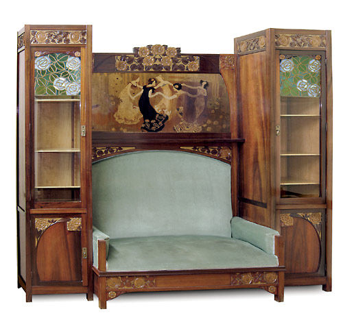 Sofa-Display Case with "La Sardana" Marquetry Panel