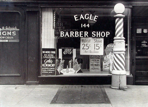 ["Eagle" Barber Shop Window, New York City]