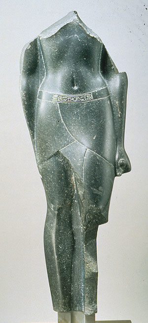 Torso of a Ptolemaic King Inscribed with the Cartouches of a Late Ptolemy