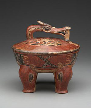 Four-footed Vessel with Cormorant and Fish