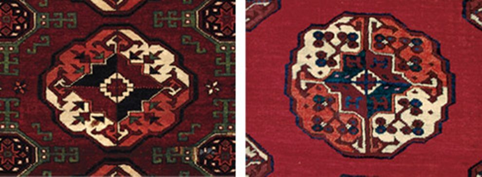 Comparison of Arabatchi and Salor guls (small quartered medallions)