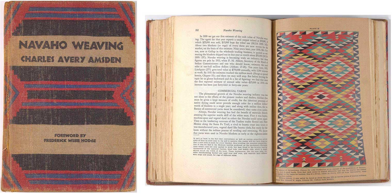 Cover of book and example of Navajo rug