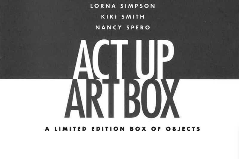 Detail of the pamphlet for the Act Up Art Box with the text 