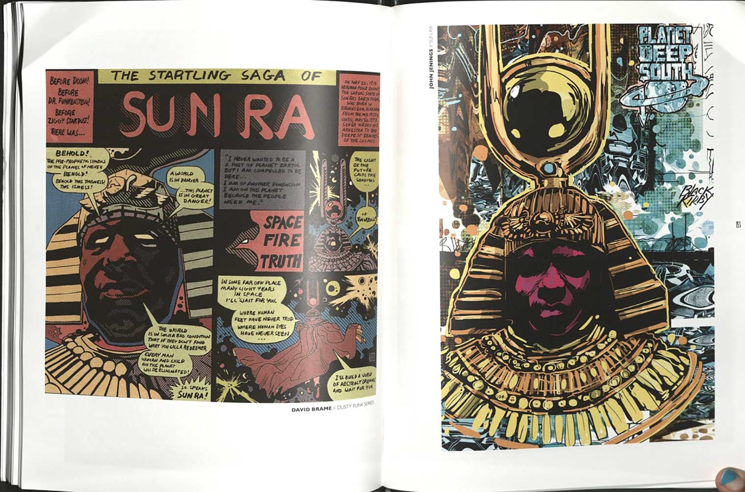 Two illustrations of Sun Ra