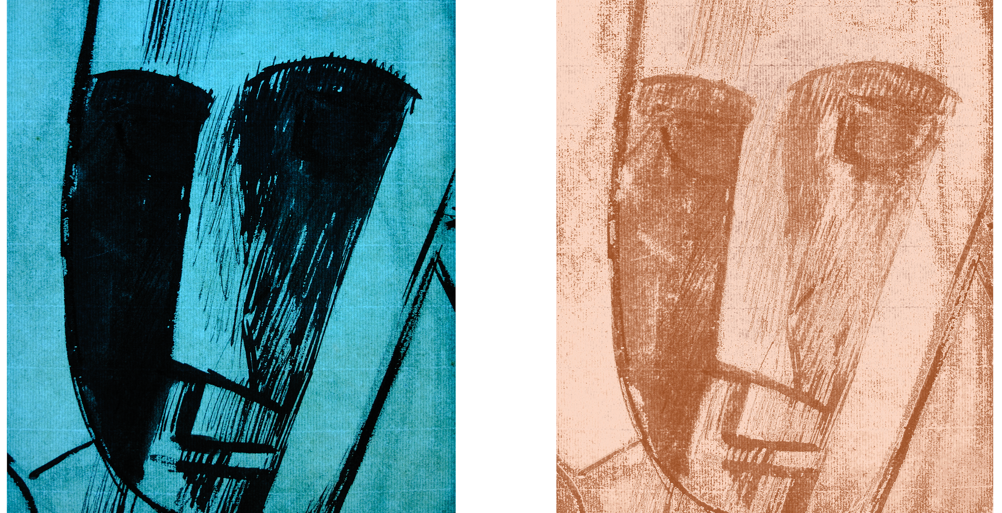 (Left) Head of a Man tinted in blue transmitted light showing more of the artist’s linework (Right) Head of a Man tinted in orange with visibly open eyes