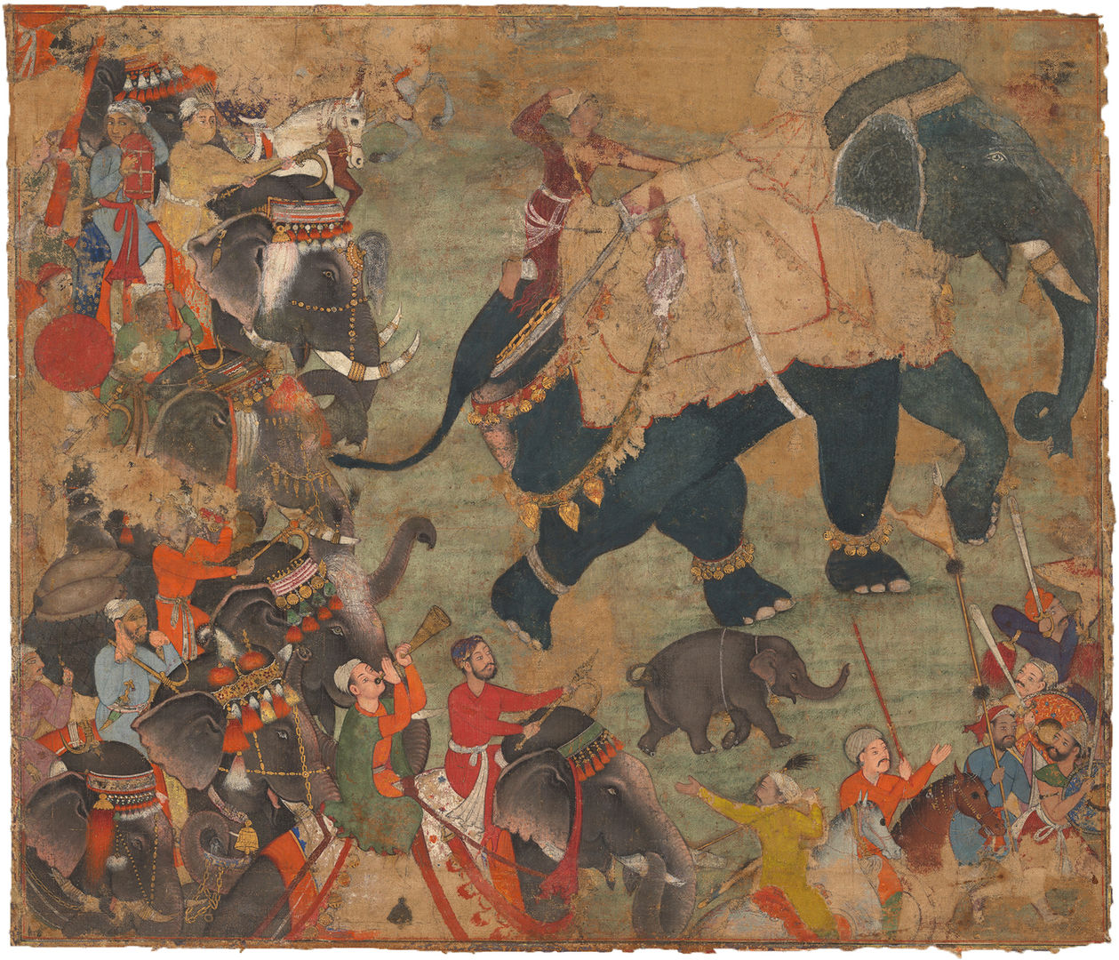 Painting of Elephants in a royal procession 