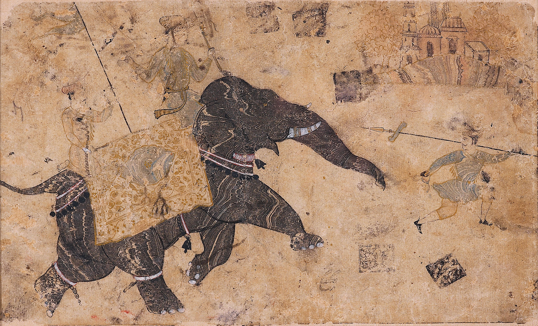 painting of an elephant with marbled skin
