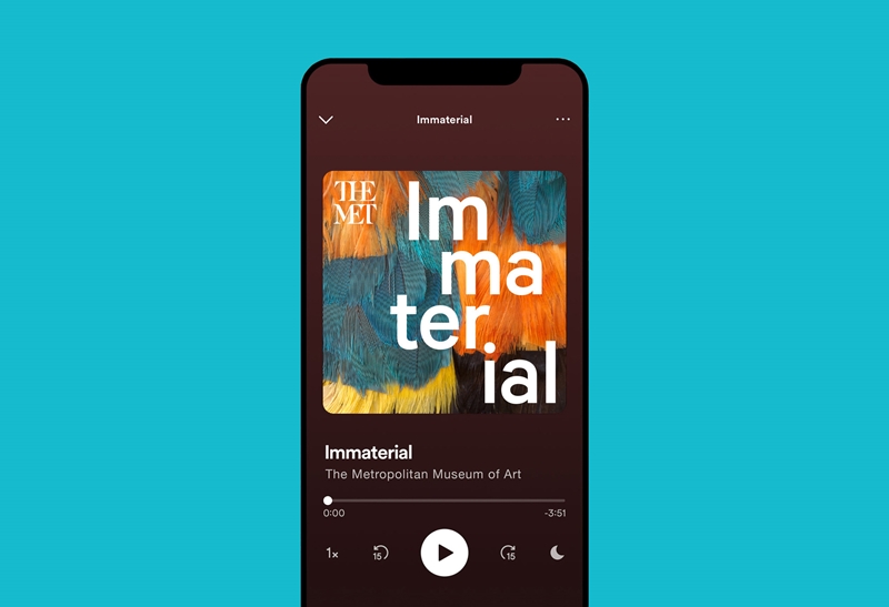 An iPhone showing the Immaterial podcast art for Season 2 - white 