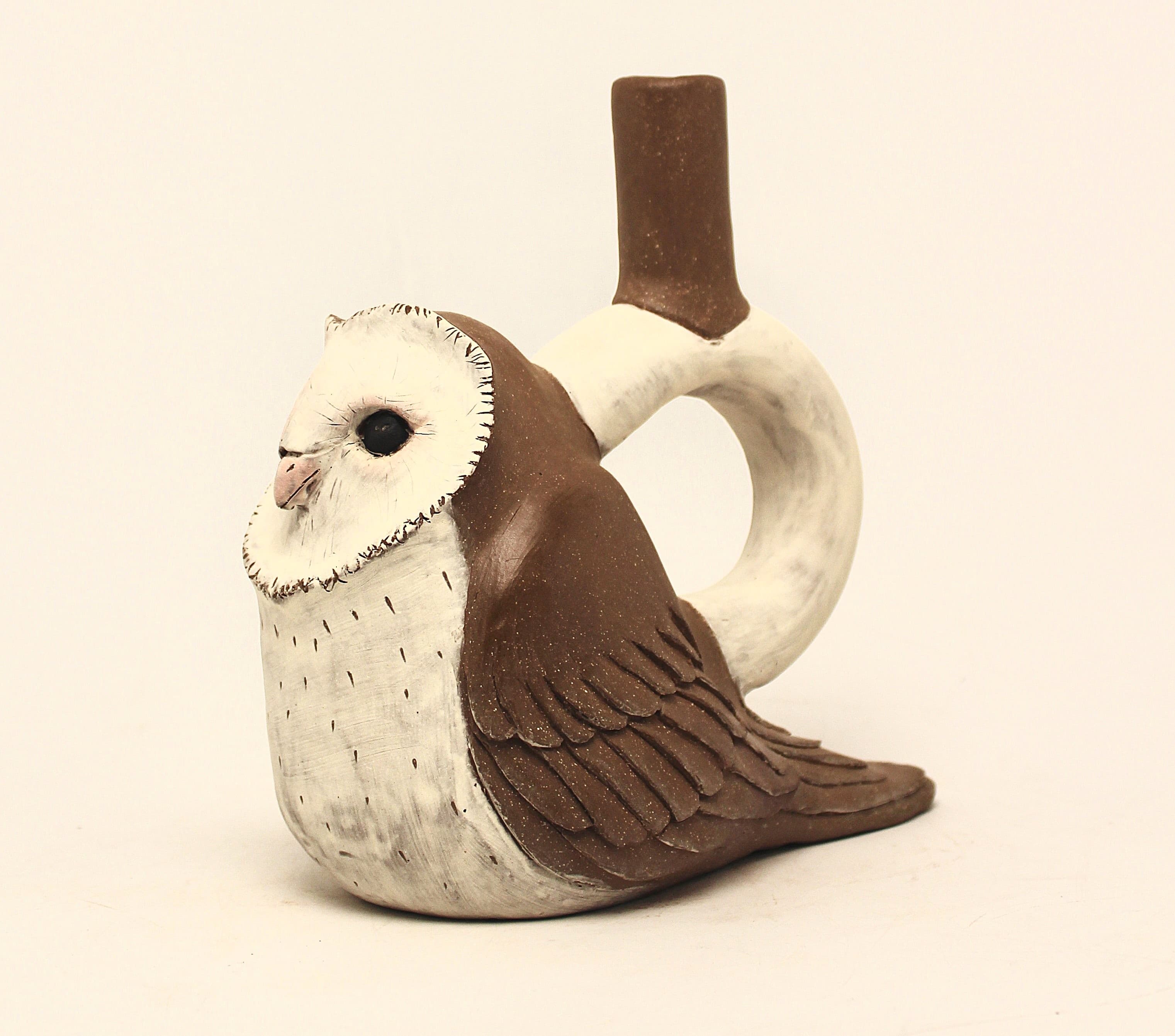 ceramic stirrup vessel in the shape of an owl